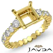 Asscher Semi Mount Shared Prong Diamond Engagement Ring 18k Yellow Gold 0.70Ctw