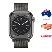 Apple Watch 8 Graphite Stainless Steel Case Milanese Loop 45mm - GPS & Cellular
