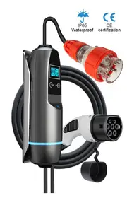 Three-Phase 7kw 22kw Electric Car Type2 Portable Charger 16A 32A CEE Plug Electric Car Charger 22kw Australia 5pin Industrial Plug Type2 5m Cable