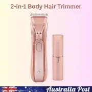 2-in-1 Body &Pubic Hair Trimmer + Mini Shaver for Men Women USB Rechargeable LED