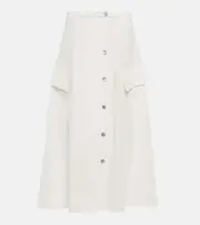 [Vince] Vince Cotton-blend midi skirt AU 14 white