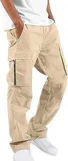 [Generic] Cargo Pants for Men Relaxed Fit Drawstring Elastic Waist Casual Outdoor Hiking Pants Athletic Joggers Sweatpants Pockets