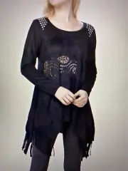 Size M Vocal Western style Suede Feel Laser Cut, Side Fringe Top