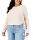 Love, Fire Womens Plus Size Ruched Side-Tie Top, Mauve Chalk, 3X