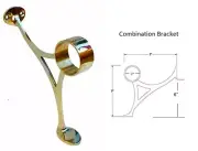 Brass Foot Rail Bracket - 2 inch Tube Size- Pub Rail- Bracket-Combination Style