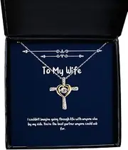 Gag Wife presents, I Couldn't Imagine Going Through Life with Anyone Else by My Side. You, Birthday Cross Dancing Necklace for Wife, Wedding Ideas, Gifts for Your Wife, Valentines Day