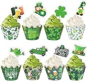 48 Pcs St.Patrick’s Day Clover for St. Patrick’s Day Party Favor Supplies Decorations Food Cake Decor Birthday