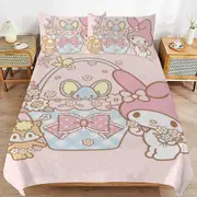 a1380 My Melody Duvet Cover Set, 3 Piece Bedding Set 86x70" Double Sided Printing Decorative Comforter Cover Set (1 Duvet Cover + 2 Pillow Shams)" jfr