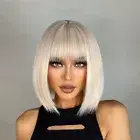 Platinum Blonde Bob Synthetic Wig With Bangs