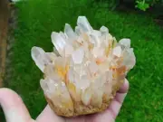 840g Large Natural Gold -White Quartz Crystal Cluster AAA sharp points VIDEO