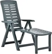 Sun Lounger, Outdoor Sun Lounge Patio Chaise Lounge Reclining Chair Recliner Chair Folding Sun Lounger Plastic Green