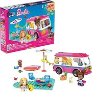 Barbie MEGA Barbie Camper Building Toy Vehicle Playset, Adventure DreamCamper with 123 Pieces, 2 Micro-Dolls, Accessories, Pets and Furniture