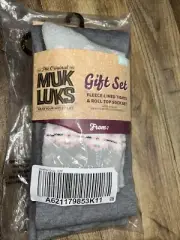 Muk Luks Fleece-Lined Gift Set Tights & Roll Top Sock Set Closed Toe Small Gray