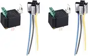 E Support 12V 30A Car Motor Heavy Duty Relay Socket Plug 4Pin Fuse On/Off SPST Wire Metal Pack of 2