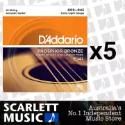 5x D'Addario EJ41 9-45 12-String Guitar Strings Daddario EJ-41 *SET OF 5 PACKS*