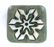 Pointy Snowflake 3x3" Stoneware Art Tile By Gretchen Kramp
