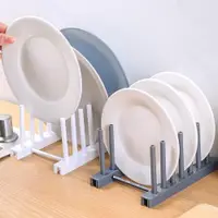 在飛比找ETMall東森購物網優惠-創意可拆卸6格碗盤收納瀝水架廚房置物架鍋蓋架可調節塑料放碗架