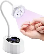 UV LED Nail Lamp for Gel Polish - 27W Cordless & Rechargeable, Auto Sensor Fast Curing Flash Cure Lamp with 4 Timers LCD Display, Portable Mini Gooseneck Light for Home DIY Manicure