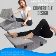 Bed Wedge Pillow - Adjustable Folding Memory Foam Incline Cushion System for Legs and Back Support Pillow