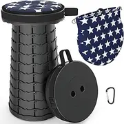 LOCYOP Telescoping Stool With Cushion - Portable, Sturdy, Lightweight, Retractable and Collapsible for Camping, Picnic, Fishing, Hiking - 440Ib Capacity With Carry Bag and Carabiner
