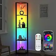 5 Tier Corner Shelf, 165 CM Corner Display Cabinet, Corner Shelf with Light for Wall Corner for Living Room, Bedroom, Gaming Room, Dimmable
