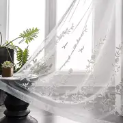 Melodieux Flower Embroidery Sheer Curtain for Living Room Patio Sliding Door ...