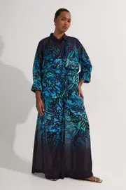 Plus Size Ombre Butterfly Georgette Wide Leg Beach Pants