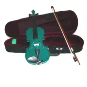 Green Violin,Case,Bow,Strings,Bridge,Rosin~4/4 3/4 1/2 1/4 1/8 1/10 1/16
