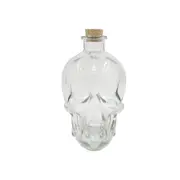 8PK Glass & Co Large Glass Skull Bottle Wine Container w/ Cork Lid Clear 800ml