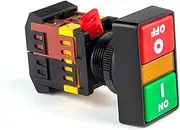 FULNES 22mm Double Position Button Start-Stop Double Button Illuminated Push Button Switch with lamp 24/220/380V Control Button 2PCS (Color : PPBB-30N, Size : 220V)
