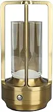 Wireless Table Lamp 3 Color Touch Nightstand Lamp Aluminum Glass LED Bedroom (Gold)