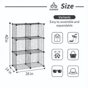 Wall-mount Floor-stand interlock 14" Wire Cube Storage Rack Organizer Bookshelf