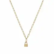 CANVAS Genesis Mini Padlock Charm Necklace in Worn Gold *NEW IN BOX*