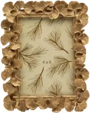 Vintage 4X6 Picture Frame, Antique Ornate Gold Ginkgo Leaf Photo Frame, Table To
