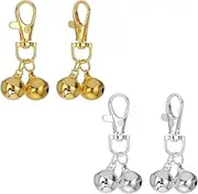 4Pcs Dog Collar Bells Pet Small Bells for Collar, Gold and Silver Bell Training Charm Pendants for Pet Dog Cat Necklace Collar, Pet Ornament, stainless steel