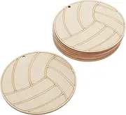 KOMBIUDA Wooden Volleyball Cutouts 10pcs Hand-Painted Graffiti Chips Boys and Girls Educational Toy