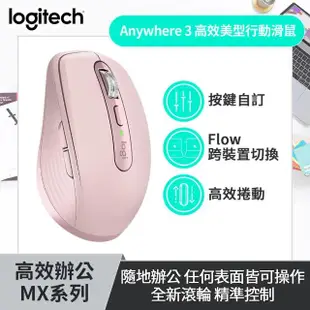 【Logitech 羅技】MX Keys Mini無線鍵盤 白 + MX Anywhere 3 高效美型行動無線滑鼠