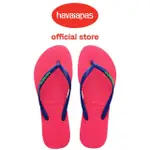 【HAVAIANAS 哈瓦仕】拖鞋 女鞋 夾腳拖 跳色 SLIM LOGO POP UP 桃藍 4119787-1768W(哈瓦士)