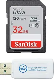 SanDisk Ultra SDHC 32GB SD Card for Camkory Digital Photo Frame Works with 8 Inch, 10 inch, 12 inch Display (SDSDUN4-032G-GN6IN) Bundle with (1) Everything But Stromboli SD & Micro Memory Card Reader