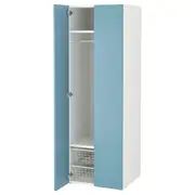 SMÅSTAD / PLATSA wardrobe, white/blue, 60x57x181 cm