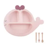 2Set Environmentally Friendly Wheat Straw Cute Whale-shaped Tableware Creative Children 4-piece Sets Kitchen Accessories