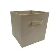 Natural Cream Color Fabric Drawer Foldable Cube Storage Bin 10.5"W x 11"Hx10.5"D