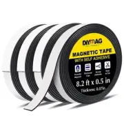 4Roll Magnetic Strip Tape Roll with Strong Self-Adhesive Backing, 1/2Inch x 32Ft