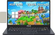 [ASUS] 14" FHD Laptop, Intel Celeron N4500 Processor, 4GB RAM, 224GB Storage(64GB eMMC+160GB Docking Station Set), Intel Iris Xe Graphics, 720P Camera, Bluetooth, Win 11 S, Quiet Blue