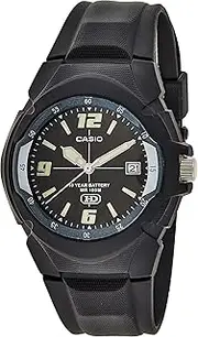 [Casio] Men's Enticer HD Analog Watch, Black Dial, Black Band