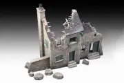 Royal Model 1/35 Destroyed 2-Story House Ruin Section Ardennes, Belgium WWII 654