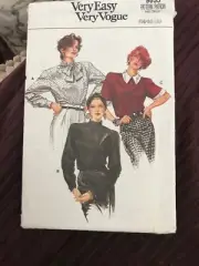 Vintage Vogue Pattern 9655 Blouse 3 Collar Front But Sz 14-18 Uncut