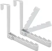 2 Pack Over The Door Hooks Hanger - Collapsible Folding Organizer Rack for Clothes, Coats, Towels - Space Saving Storage Solution for Bedroom Bathroom, White