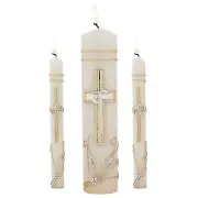 Wedding Unity Candle Set for Ceremonies, Gold Tone and Silver Toned Ornate Ce...