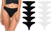 [Sexy Basics] Women's 10 -Pack T-Back Thong Underwear | No Show Cotton Panties Assorted Colors